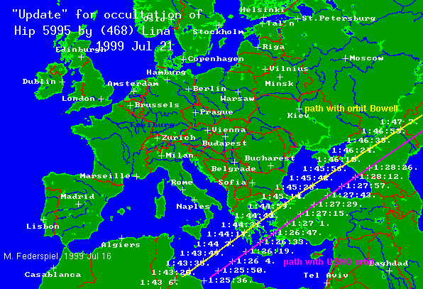 'Updated' path location for (468) Lina on July 21, 1999