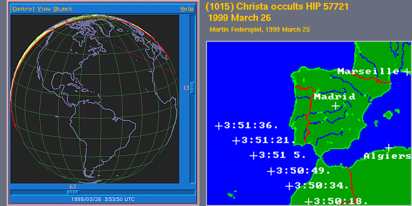Fedespiels's updated path location for (1015) Christa on March 25/26, 1999