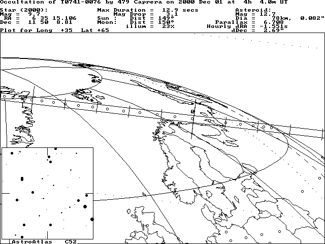 Updated path location for (479) Caprera on November 30/December 1, 2000